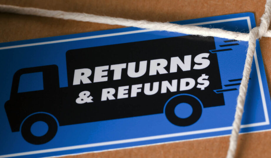 returns and refunds label on a box