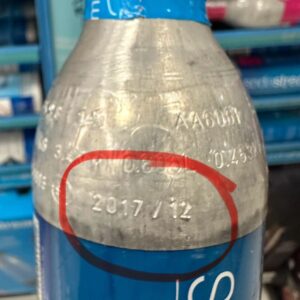 Sodastream cylinders have the manufacture date stamped into the crown of the cylinder and can be filled five to ten years from that date.